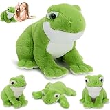 MorisMos 4 stücke Frosch Kuscheltier Set, 40cm riesen Plüschfrosch XXL mit 3 Babys im Bauch, groß Frog Plüschtier frogteddy weich Puppe Kissen Spielzeug Geburtstag Weihnachten Geschenk für Kinder