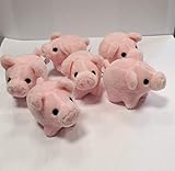 HDmirrorR VRasehorn 6 Stück Plüsch Schweinchen, Glücksschweinchen, Schwein rosa ca. 7 cm als Mitgebsel