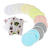 Aolso Waschbare Bio Bambus Stilleinlagen, 14 Stück Waschbare Stilleinlagen, Wiederverwendbare Stilleinlagen für die Mutterschaft, hochsaugfähige Stilleinlagen Auslaufsicher (Flach)