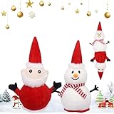 Booaee Weihnachten Kuscheltier,25cm Weihnachten Plüschtier Wendbares Schneemann Weihnachtsmann Plüschkissen Weihnachts Stofftier Christmas Plüsch Puppe Weihnachtsdeko Wohnzimmer Auto Heimdekoration