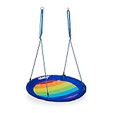 Relaxdays Unisex Jugend Nestschaukel Outdoor, rund, Kinder & Erwachsene, verstellbar, Garten Tellerschaukel bis 100 kg, Ø 100 cm, bunt, 1 Stück