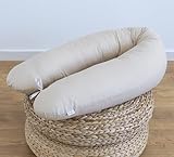 LOOLAY 170 & 190 cm Classic WEIß, GRAU, BEIGE Schwangerschaftskissen SEITENSCHLÄFERKISSEN Stillkissen Variante M/L oder L/XL, Lagerungskissen inkl. 100% Baumwolle Bezug (100% BEIGE, 170 cm)