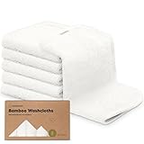 6-Pack Baby Waschlappen Bio - Bambus Waschlappen Baby Weich, Babywaschlappenen Bio für Babys, Kinder, Baby Handtücher, Moltontücher Baby-Waschlappen, Handtuch Baby, Gesichtstücher (White)