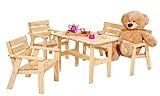 Kinder Gartengarnitur Sitzgruppe aus Holz 4 tlg Kiefer natur