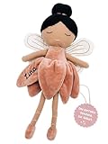 wunderwunsch personalisierte Fee als Taufgeschenk Mädchen, Fairy, Geschenk Geburt, Puppe, Baby, 1. Geburtstag Girly, Kuscheltier individualisiert (Schwarze Haare)