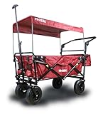 FROSAL Bollerwagen faltbar Nick PRO rot Luftreifen Sonnendach Kinder Bremse klappbar Schiebegriff