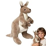 Xiyocadt Känguru Kuscheltier, Känguru Plüschtier, Känguru Stofftier, Kuscheltier Mit Baby Im Bauch, Stuffed Animals für Kinder Kuscheln, Spielen und Schlafen (28CM)