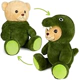 BRUBIES Teddy Krokodil - 25 cm Teddybär im Krokodilkostüm mit Kapuze - Plüschtier für kuschelige Abenteuer - Kuscheltier Geschenk für Kinder - Grün