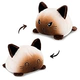 AllBlue Flip Plüschtier | doppelseitiges Design zum wenden | niedliches Geschenk für Kinder | weiches Plüschtier mit wechselbarer Stimmung | einfach Flippen mit 2 Emotionen in Böse & Lieb (Katze)