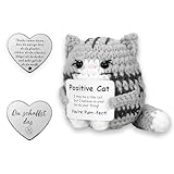 Glamifyr Positive Cat,Positive Katze,Emotional Support Kuscheltier,Positive Cat Pocket Hug Glücksbringer,Mutmacher Geschenke für Freunde Kollegen Familie,Kreative Cat und Kleine Glücksbringer