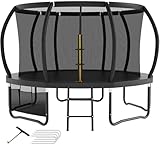 Devoko Trampolin Outdoor Ø 228/305/366/427 cm, vom TÜV Rheinland GS-Zertifikat, Kindertrampolin Gartentrampolin mit Sicherheitsnetz, Rundes Riesentrampolin mit Leiter und Schuhbeutel