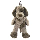 Kögler 85415 - Plüsch Rucksack für Kinder, Hund braun/dunkelbraun, flauschig weich, mit Tragegriff und längenverstellbaren Trageriemen, ca. 60 cm groß, für Jungen und Mädchen