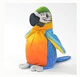 Kögler 75956 - Labertier Papagei Sunny, ca. 21 cm groß, nachsprechendes Plüschtier mit Wiedergabefunktion, plappert alles witzig nach und bewegt sich, batteriebetrieben