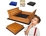 Sandkasten mit Sitzbank 100 x 100 cm, Abdeckung, imprägniertes Holz, Kindersandkasten, Spielplatz