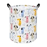Wäschekorb Kinder, Welpe Wäschekorb Kinder, Wäschekorb Kinderzimmer Baumwolle mit wasserdichter PE-Beschichtung, 35 cm breit x 50 cm hoch Aufbewahrung Kinderzimmer