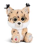 NICI GLUBSCHIS Luchs Lenzo 15cm - Schlenkernder Kuscheltier Luchs mit großen Glitzeraugen - 49295