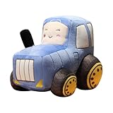 Cartoon Auto Traktor Plüschtier,30cm Simulation Auto Spielzeug Cartoon Traktor Plüsch Kissen, Ausgezeichnete Geschenke für Kinder Geburtstag Weihnachtsfeier (Blau)