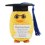 Woolly Gentleman Doktorhut Ente, Pocket Hug Gestrickte Ente, Kuscheltier Glücksbringer, Glücksbringer Prüfung Geschenk, Personalisierte Mutmacher Geschenk, Bachelor Master Abitur 2025 Geschenke