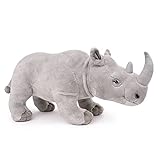 lilizzhoumax Nashorn Rhinozeros plüschtier 42cm/16”, Simuliertes Tier Nashorn Plüschtier, Kawaii Nashorn Kuscheltier Realistische Nashorn Plüsch Spielzeug für wilde Tiere, Geschenk für Kinder