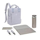 LÄSSIG Baby Wickelrucksack Wickeltasche Rucksack mit Wickelunterlage, Kinderwagenbefestigung, Flaschenhalter nachhaltig produziert/GRE Vividal Backpack cord lilac