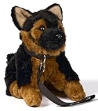 Uni-Toys - Deutscher Schäferhund (mit Leine) - Mit bellender Stimme - 19 cm (Höhe) - Plüschtier, Kuscheltier