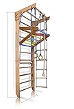 Sportgerät Kletterwand Klettergerüst Fitness Kinder-4-240-Farbe Holz Sprossenwand mit Stange Turnwand Kinder Gym