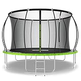 ZIPRO 12'' Jump Pro Premium Trampolin Outdoor, Ø 374cm, rundes Gartentrampolin mit Sicherheitsnetz, Bodentrampolin bis 150kg, Gartenspielzeug Kinder draußen, UV-beständig, mit Reißverschluss