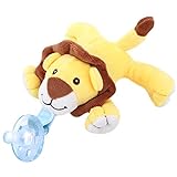 Zooawa Baby Schnuller, Lionet Schnullerhalter mit abnehmbarem Plüsch Kuscheltier Spielzeug für Kleinkinder Jungen Mädchen 3-18 Monate - Gelb + Grau