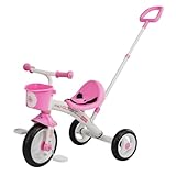 Chicco U-GO 2in1 Kinderdreirad, Dreirad für Mädchen und Jungen mit höhenverstellbarem Griff, Sicherheitsgurt und Ablagekorb, Max 20 kg, Kinderspielzeug ab 18 Monaten bis 5 Jahren, Rosa