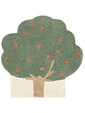 RugVista Apple Tree Teppich, Kinderzimmerteppich, 150 x 150 cm, Oval, Kinderteppich für Kinder, Baumwolle, Spielteppich Babys Junge Mädchen, Keine schädlichen Stoffe, Grün/Terrakotta