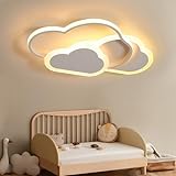 YUEEU Led Deckenleuchte Schlafzimmer Kinderzimmerlampe, Kreative Wolke Deckenlampe Kinder Lampe Deck Warmweiß 42CM/3000K, Deckenleuchten für Babyzimmer Kinderzimmer（Fernbedienung nicht enthalten）