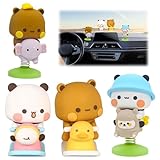 WDKXCN Bubu Dudu Wackelfigur Auto, 4 Stück Bubu Dudu Kuscheltier, Panda Bär Wackelfigur Auto,Dudu Dubu Kawaii Auto Deko,Bubu und Dudu Wackelkopf Figur Auto,Armaturenbrett und Büro Desktop Dekoration