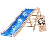 WoodsCraft 2in1 Wellenrutsche mit Kletterdreieck | Rutsche Outdoor & Indoor Rutsche | Kinderrutsche-Rollenrutsche: viele Sinneserfahrungen | Rutsche für den Garten | Klettern Kinder & Baby Indoor
