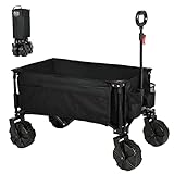 Timber Ridge Bollerwagen Faltbar Breite Reifen Transportwagen mit Seitentasche Getränkehalter Verstellbarem Griff, Gartenwagen für Alle Gelände, Draussen Camping Einkaufen, 100kg Belastbarkeit