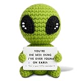 Alien Kuscheltier Positive Geschenk, Emotional Support Alien Figur Plüschtier mit Positivitätskarte, Glücksbringer & Mutmacher Geschenk für Freunde, Science Fiction Fans