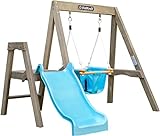 KidKraft First Play Outdoor Klettergerüst aus Holz mit Rutsche und Schaukel, Holzschaukel-Set für Kleinkinder, Gartenspielzeug für Kinder ab 1 Jahr, 20504