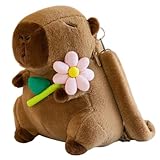 champracer Capybara Plüschtier Rucksack Capybara Rucksack Capybara Kuscheltier Plüsch Rucksack für Erwachsene Wasserschwein Kuscheltier Plüschtier Rucksack Kinder (Rosa Blumen)