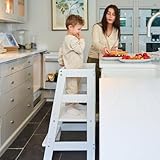Alavya Home® Stehhilfe NEO I Lernturm Montessori Küchenhelfer StänderI Verstellbare Kleinkind Stufen mit Sicherheitsschiene I Buchenholz I PEFC-Zertifiziert I Made in Europe
