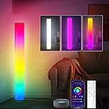 LED Stehlampe, WiFi Dimmbar Eck Standleuchte RGBW Stehlampe Wohnzimmer Farbwechsel Stehleuchte, LED Ecklampe Stehleuchte Leselicht Funktioniert mit Alexa und Google Assistant, App-Steuerung, Musikmodi