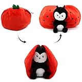 Les Déglingos - Flipetz Kuscheltier Comet der Marienkäfer/Tomate – Versteckdecke wendbar – sehr weiches Plüschtier für Babys – Geschenkideen zur Geburt