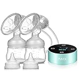 PiAEK Milchpumpe,Elektrische Milchpumpe Doppel Milchpumpe 3 Modi und 10 Saugstufen Wiederaufladbare BrustpumpeMuttermilch Abpumpen,BPA-freiLED-Touchscreen