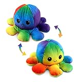 Esportic Oktopus Kuscheltier, Reversible Octopus Plüschtier, Doppelseitige Flip Kuscheltier Octopus, Kinder Reversible Oktupus StimmungsKuscheltier, Geburtstagsgeschenke für Jungen und Mädchen