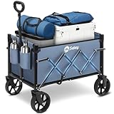 Sekey Bollerwagen Faltbar Klein 80KG, Handwagen Klappbar, Faltbarer Einkaufswagen Campingwagen mit Höhenverstellbarem Griff, Leicht & Platzsparend & Stabil, Mini 4029, Blau
