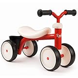 Smoby – Rookie Laufrad Rot – ideale Lauflernhilfe für Kinder ab 12 Monaten, Lauflernrad mit Spielzeug-Korb, Retro Design für Jungen und Mädchen