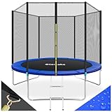 tectake® TÜV geprüftes Gartentrampolin Kinder Trampolin mit Sicherheitsnetz, als Outdoor Spielzeug, Sport Trampolin oder Spielzeug für draußen, Spielplatz für Garten - Ø 305 cm