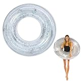 Transparent Schwimmreifen, Schwimmring mit Pailletten, Aufblasbarer Schwimmreifen, PVC Schwimming Ring, Schwimmreifen für Erwachsene für Sommer Pool Party