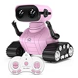ALLCELE Roboter Kinder Spielzeug, Wiederaufladbares Ferngesteuertes Roboter Spielzeug mit LED-Augen Musik und Interessanten Geräuschen für ab 3 4 5 6 7 8 Jahre Jungen und Mädchen Geschenk -Pink