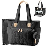Lekesky Wickeltasche Groß 34L Baby Wickeltasche mit Wickelunterlage Babytasche für Mama Papa Kliniktasche Reisetasche Windeltasche Kinderwagen Leichte Diaper Bag Tote Schwarz