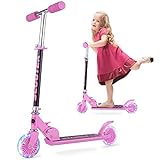 Kinder Roller - Scooter Kinder FONTE KS1 Faltbar umweltfreundliche -Beleuchtungsräder 4 einstellbare Höhen für Kinder von 3+ Jahren mit maximaler Belastung von 50 kg - Rosa