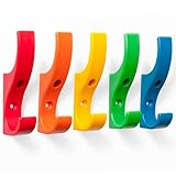Toughook Mini-Wandhaken, unzerbrechlich, Kunststoff, regenbogenfarben, 5 Stück